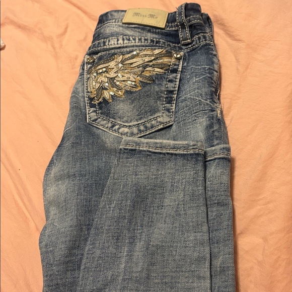Miss Me Light Blue Jeans with Silver Embellishments - Picture 1 of 4